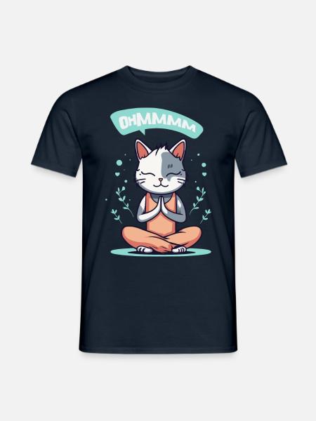 Ohmmm Yoga Cat I Meditation Relaxation | Kitten - Men's T-Shirt - navy