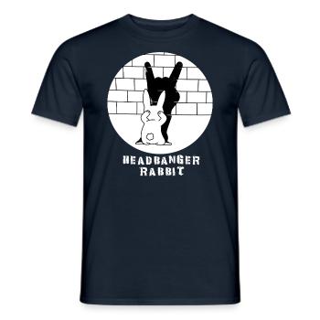 Headbanger Rabbit, Lapin, Rock Hand, Metal Music - T-shirt homme - marine - Devant - AI Model Male 178 light (178cm)