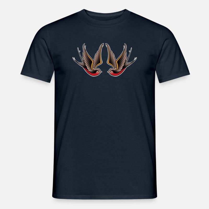 Doppelter Vogel alte Schule Tattoo-Stil - Männer T-Shirt - Navy
