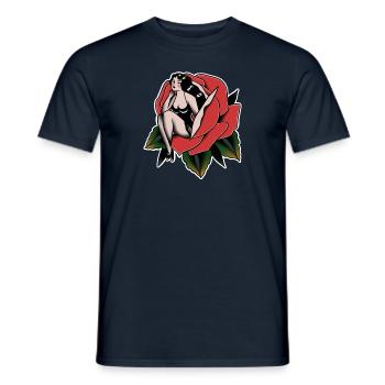 Old-School-Pin up rosa rot - Männer T-Shirt - Navy - Vorne - AI Model Male 178 light (178cm)