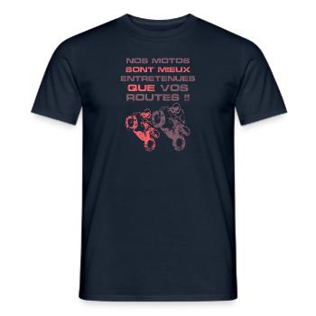 Manifestation Contrôle Technique pour moto - T-shirt homme - marine - Devant - AI Model Male 178 light (178cm)