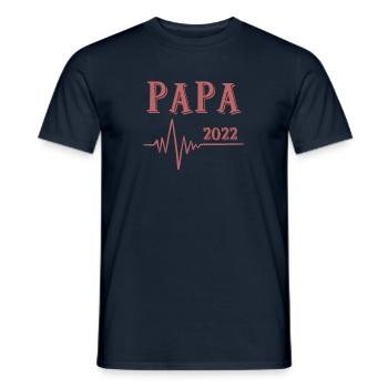 Papa 2022 - heartbeat - T-shirt homme - marine - Devant - AI Model Male 178 light (178cm)