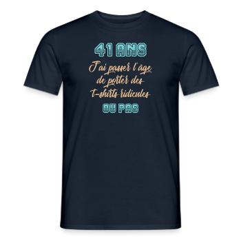 41 ans anniversaire - T-shirt homme - marine - Devant - AI Model Male 178 light (178cm)