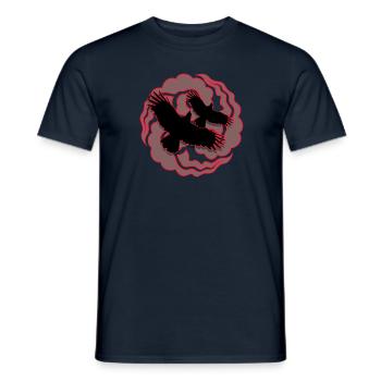 Logo Manga rouge / gris nuages & corbeau - T-shirt homme - marine - Devant - AI Model Male 178 light (178cm)