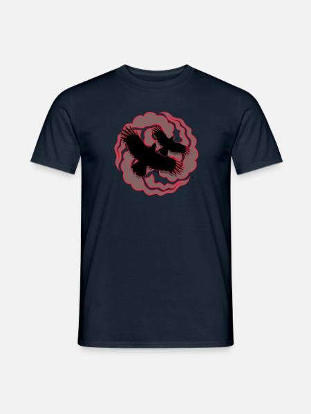 Logo Manga rouge / gris nuages & corbeau - T-shirt herr - marinblå