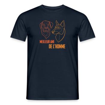 Meilleur ami de l'homme - chien singleline - T-shirt homme - marine - Devant - AI Model Male 178 light (178cm)