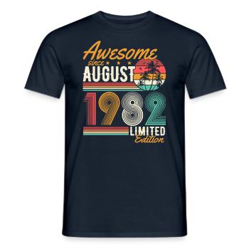 August 1982 Born Birthday Retro - Men's T-Shirt - navy - Front - AI Model Male 178 light (178cm)