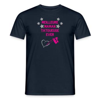 Meilleure maman tatoueuse ever fête des mères gift - T-shirt homme - marine - Devant - AI Model Male 178 light (178cm)