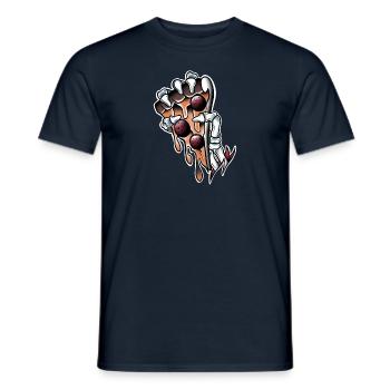 Main skeleton Pizza chorizo old-school tattoo art - Men's T-Shirt - navy - Front - AI Model Male 178 light (178cm)