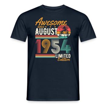 Août 1954 Naissance Anniversaire Rétro - T-shirt homme - marine - Devant - AI Model Male 178 light (178cm)