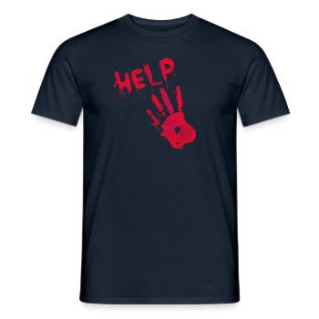 HILFE Hand in Blut Spezial Halloween - Männer T-Shirt - Navy - Vorne - AI Model Male 178 light (178cm)