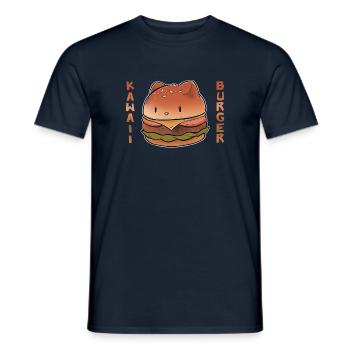Chat kawaii burger - T-shirt homme - marine - Devant - AI Model Male 178 light (178cm)