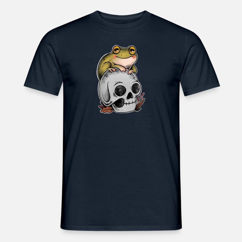 Frosch auf Kunstschädel der alten Schule - Männer T-Shirt - Navy