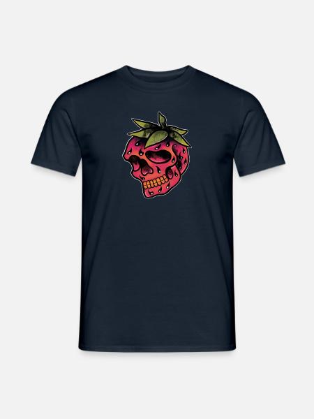 Skull fraise old-school trad. - T-shirt homme - marine