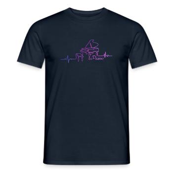 Piano Line Art rosa Herzschlag - Männer T-Shirt - Navy - Vorne - AI Model Male 178 light (178cm)