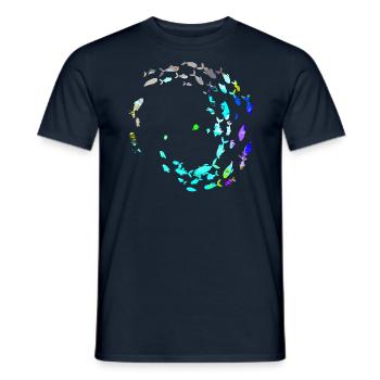 School of fish,fish,painting,graffiti,bright colors - Men's T-Shirt - navy - Front - AI Model Male 178 light (178cm)