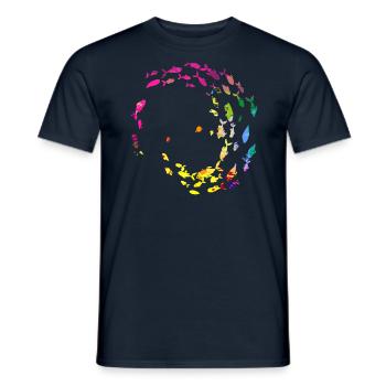School of fish,fish,painting,graffiti,bright colors - Men's T-Shirt - navy - Front - AI Model Male 178 light (178cm)