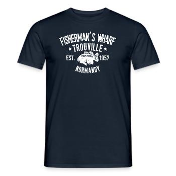 Fisherman s wharf Trouville Normandy - T-shirt homme - marine - Devant - AI Model Male 178 light (178cm)