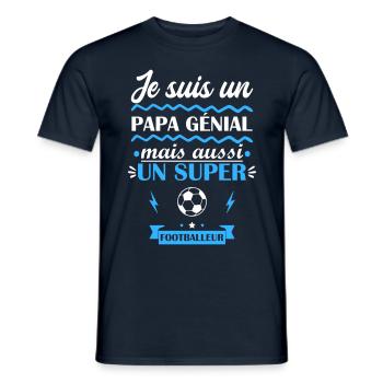papa génial mais aussi footballeur, fête des pères - T-shirt homme - marine - Devant - AI Model Male 178 light (178cm)
