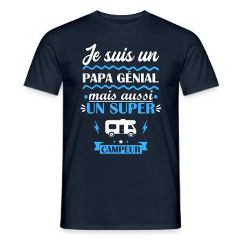 papa génial campeur, cadeau fête des pères - T-shirt homme - marine - Devant - AI Model Male 178 light (178cm)