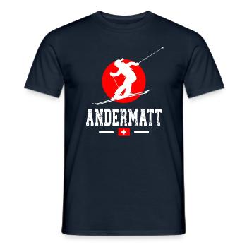 Andermatt Ski Resort Schweizer Alpen Souvenir - Männer T-Shirt - Navy - Vorne - AI Model Male 178 light (178cm)