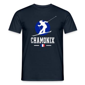 Station de ski de Chamonix Alpes françaises Ski Souvenir - T-shirt homme - marine - Devant - AI Model Male 178 light (178cm)