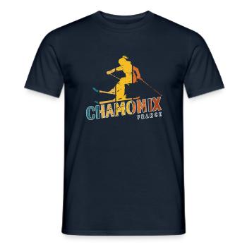 Station de ski de Chamonix Alpes françaises Ski Souvenir - T-shirt homme - marine - Devant - AI Model Male 178 light (178cm)
