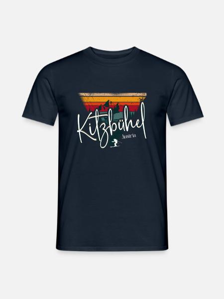 Kitzbühel Skigebiet Österreichische Alpen Ski-Souvenir - Männer T-Shirt - Navy