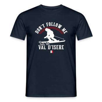 Station de ski de Val d’Isère Alpes françaises Souvenir - T-shirt homme - marine - Devant - AI Model Male 178 light (178cm)