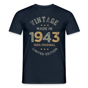 Hergestellt im Jahr 1943 Vintage Geburtstagsgeschenk 80 Jahre - Männer T-Shirt - Navy - Vorne - AI Model Male 178 light (178cm)