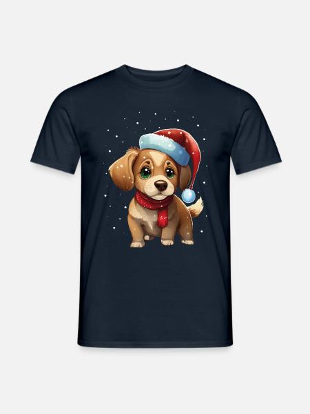 Hund Mütze Weihnachten Geschenk Weihnachtsfeier - Männer T-Shirt - Navy