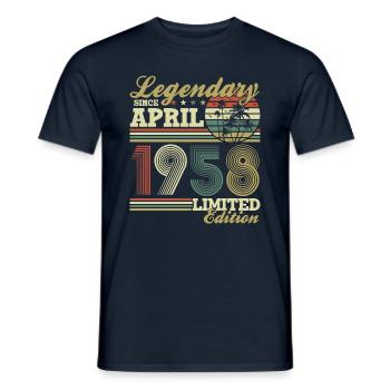 Avril 1958 Naissance Anniversaire Vintage Rétro - T-shirt homme - marine - Devant - AI Model Male 178 light (178cm)