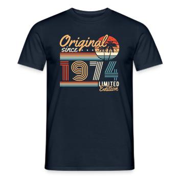 Original 1974 Vintage Vintage rétro anniversaire - T-shirt homme - marine - Devant - AI Model Male 178 light (178cm)