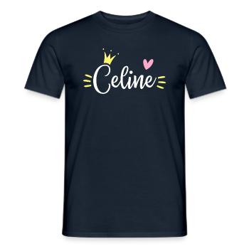 Couronne de prénom Céline - T-shirt homme - marine - Devant - AI Model Male 178 light (178cm)