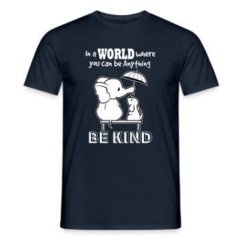 Sei Freundlich In Dieser Welt - Männer T-Shirt - Navy - Vorne - AI Model Male 178 light (178cm)