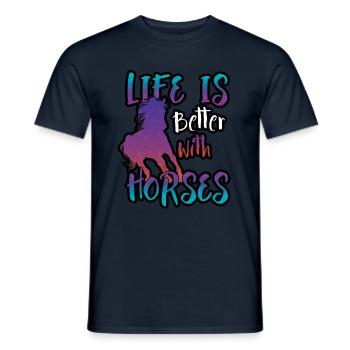 With horses, it's better to live - Men's T-Shirt - navy - Front - AI Model Male 178 light (178cm)