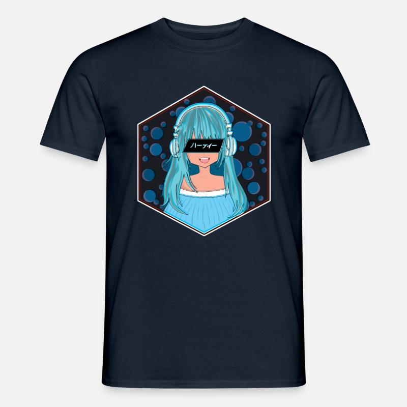 Anime Mädchen - Männer T-Shirt - Navy