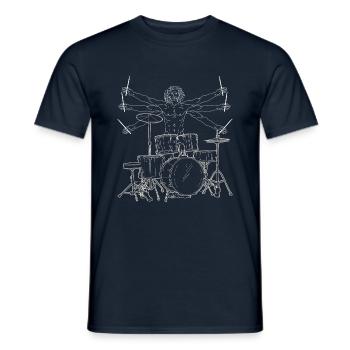 Vitruvian drummer - Men's T-Shirt - navy - Front - AI Model Male 178 light (178cm)