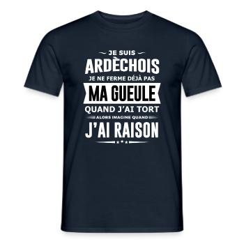 Ardèchois je ne ferme pas ma gueule humour Ardèche - T-shirt homme - marine - Devant - AI Model Male 178 light (178cm)