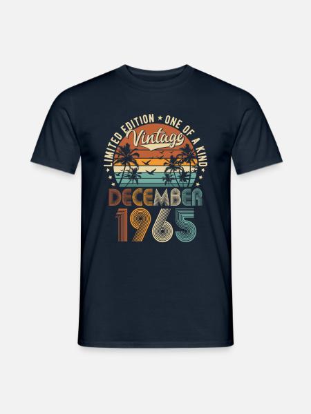Dezember 1965 Vintage Jahrgang Retro Geburtstag - Männer T-Shirt - Navy