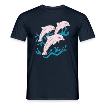 Three dolphins - Men's T-Shirt - navy - Front - AI Model Male 178 light (178cm)
