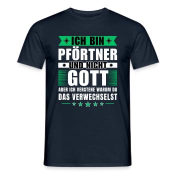 Ich bin Pförtner und nicht Gott - Männer T-Shirt - Navy - Vorne - AI Model Male 178 light (178cm)