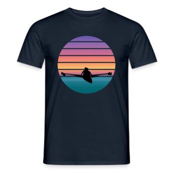 Aviron, rameurs avec l’eau et coucher de soleil - T-shirt homme - marine - Devant - AI Model Male 178 light (178cm)