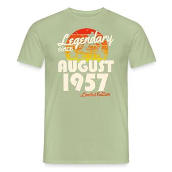 Août 1957 Vintage Retro Anniversaire - T-shirt homme - vert sauge - Devant - AI Model Male 178 light (178cm)