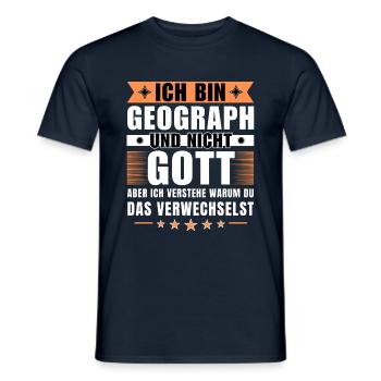 Ich bin Geograph und nicht Gott - Männer T-Shirt - Navy - Vorne - AI Model Male 178 light (178cm)