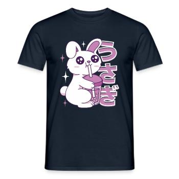 Kawaii Bunny Bubble Tea - Men's T-Shirt - navy - Front - AI Model Male 178 light (178cm)