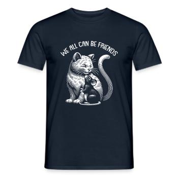 Le chat et la souris dans l’amitié, la paix et l’amour - T-shirt homme - marine - Devant - AI Model Male 178 light (178cm)