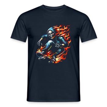 Skull skeleton on skateboard - Men's T-Shirt - navy - Front - AI Model Male 178 light (178cm)