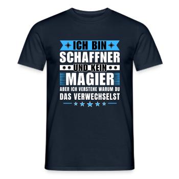 Ich bin Schaffner und kein Magier - Männer T-Shirt - Navy - Vorne - AI Model Male 178 light (178cm)