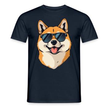 Shiba Inu with Sunglasses Dog Owner Summer - Men's T-Shirt - navy - Front - AI Model Male 178 light (178cm)